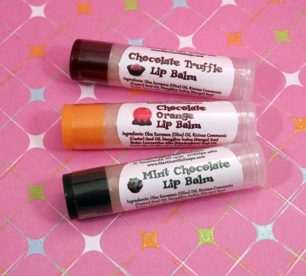 Chocolate Lovers Lip Balm 3 Pack - Chocolate Truffle - Chocolate Orange - Mint Chocolate