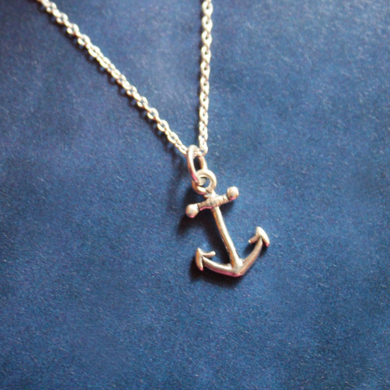 Anchor necklace -  sailor, nautical, Navy, silver charm necklace, unisex necklace