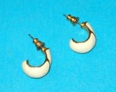 Vintage 1950s Gold and Cream Enamel Drop Earrings