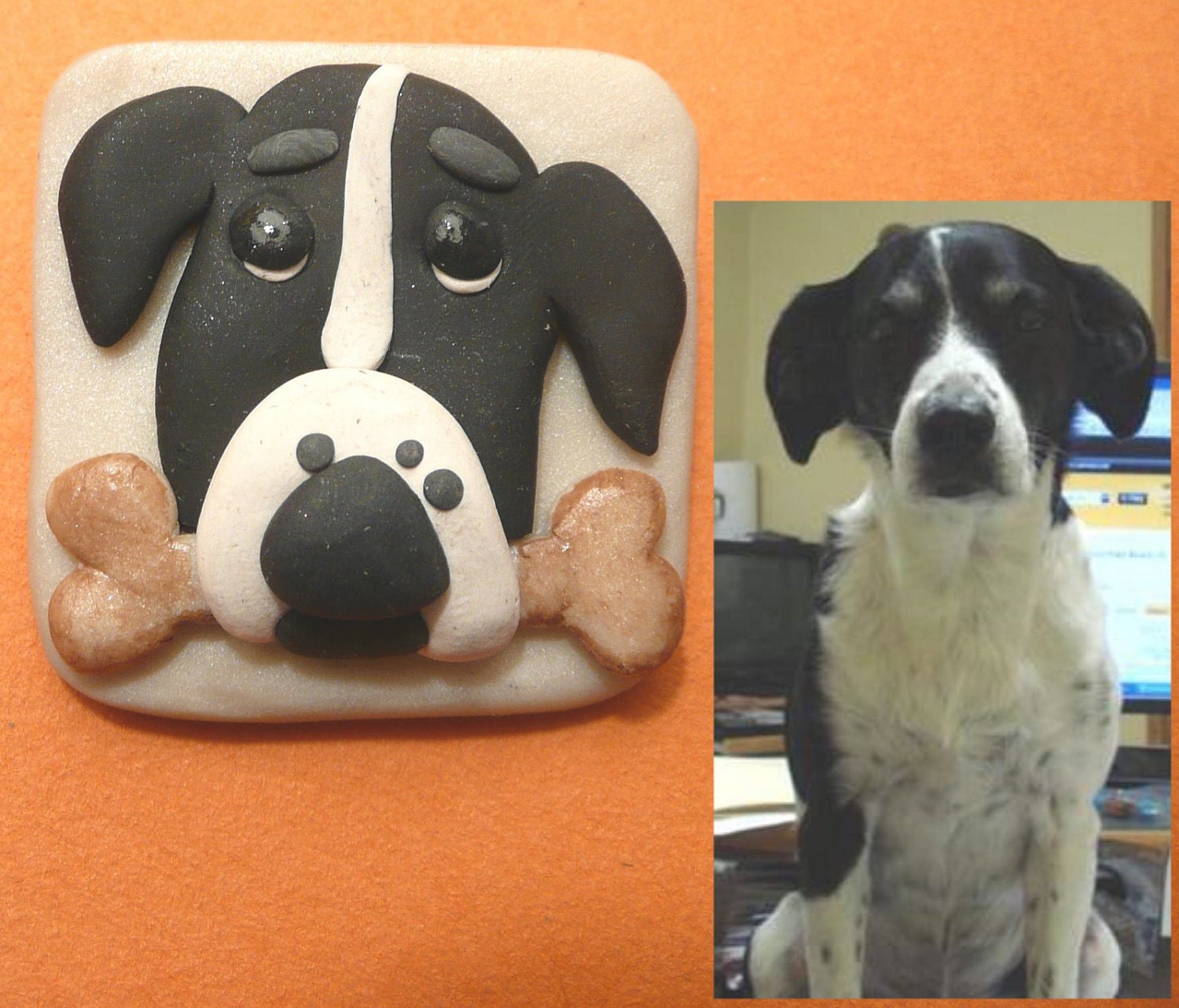 Pet Magnet from your photo Cat Dog Other Animal - handmade polymer clay