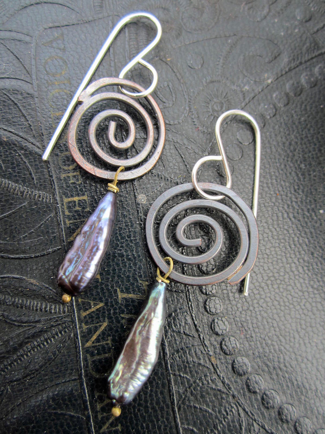Simple Spiral and Pearl Earrings