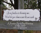 As Two Families Are Becoming One GUEST SEATING SIGN, Wedding Sign, Shabby Chic Wedding, Vintage Wedding Decor, Vintage Wedding Sign