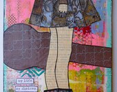 SALE: Alt Girl with Guitar Original Collage