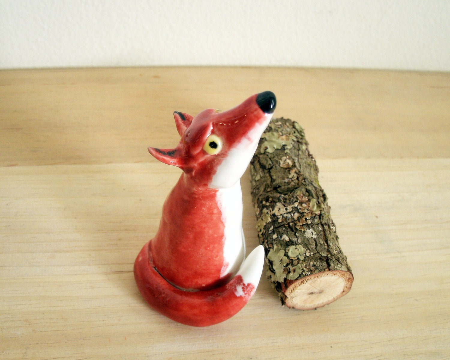 Porcelain Red Fox Ring Holder Scupture