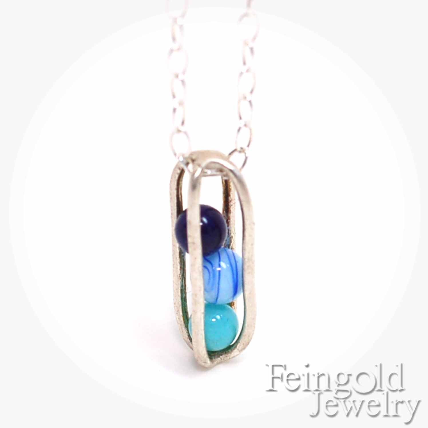 Gravity: Before Midnight - Sterling Silver Pendant with Three Floating Spheres