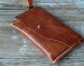 Hand stitched  Leather Wallet /  iphone cozy  Hand sewn