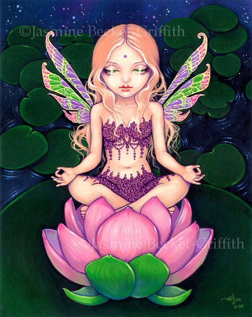 Lotus Fairy yoga flower fairy art print by Jasmine Becket-Griffith 8x10