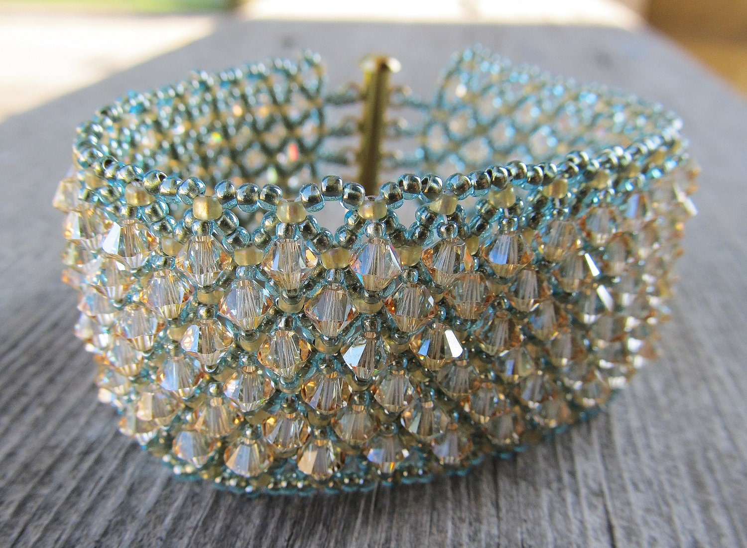 Golden Shadow Netted Bracelet with Genuine Swarovski Crystals