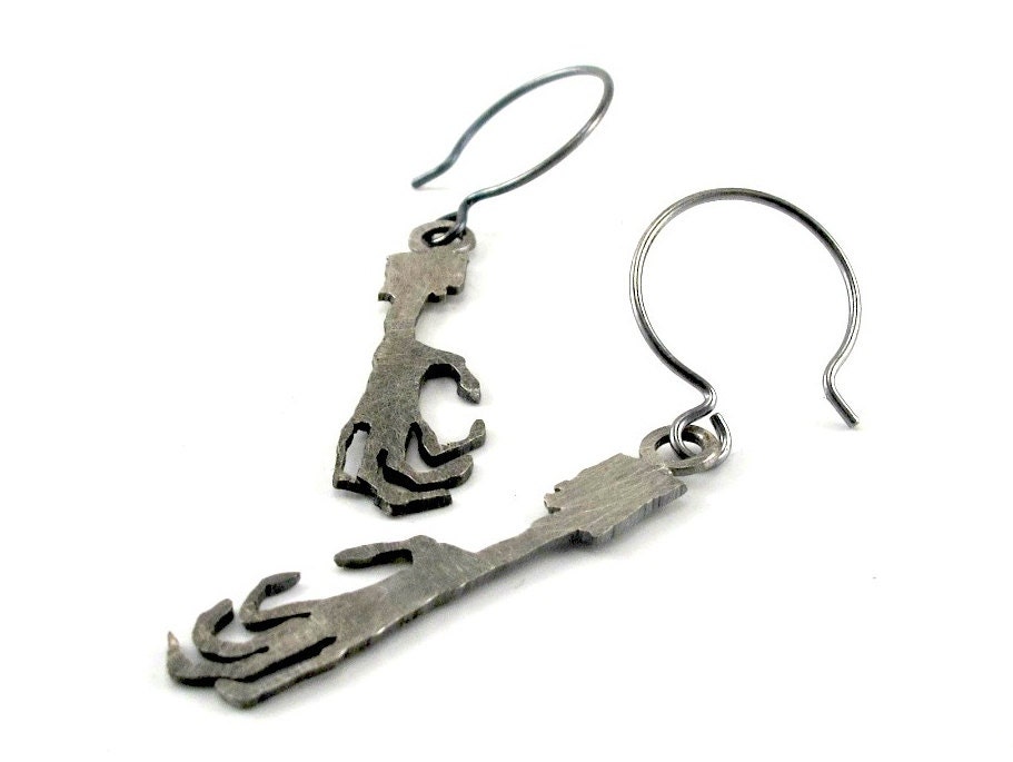 ParaNorman Zombie Earrings - Hand Cut Sterling Silver