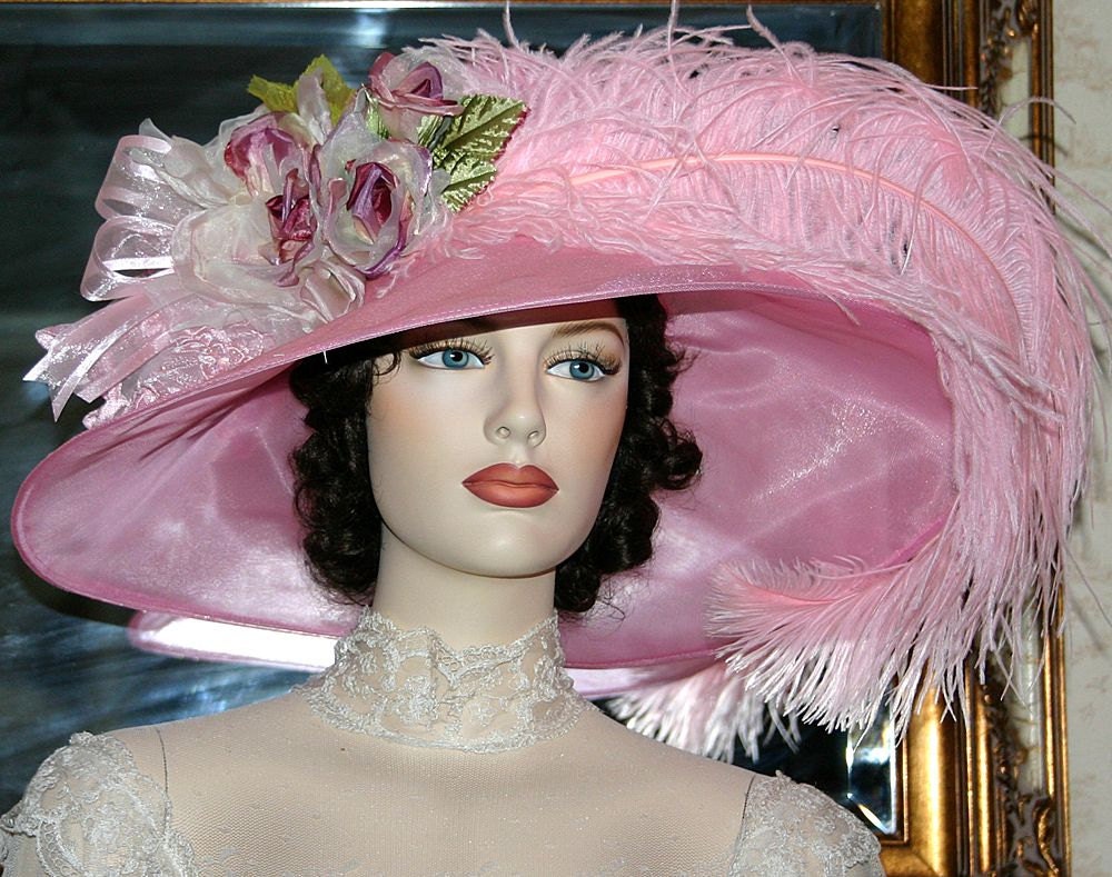 Kentucky Derby Hat Edwardian Hat Tea Hat Designed by Darna Run for the Roses Crystal Fairy Pink