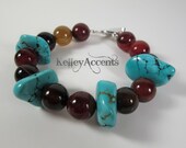 Turquoise and Agate Chunky Bracelet