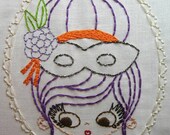 Portrait of a Masked Girl Masquerade Digital Embroidery Patterns