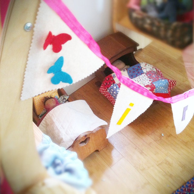 Rainbow Butterfly Banner - personalized girl felt birthday bunting