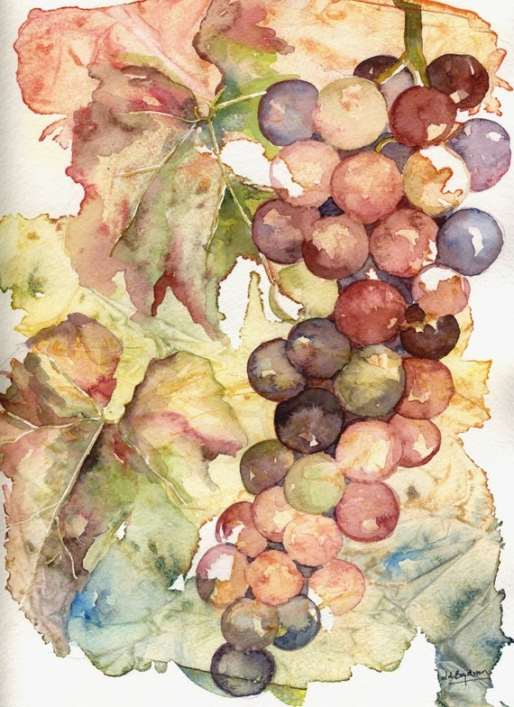 Original Heavenly Grapes Watercolor Painting by watercolorwork