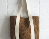 herringbone canvas tote bag