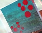 no. 8. red/turquoise. mixed media original. 100 in 100 series.