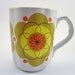 Vintage Flower Mug - Retro 1970's Cup - Yellow, Green and Orange