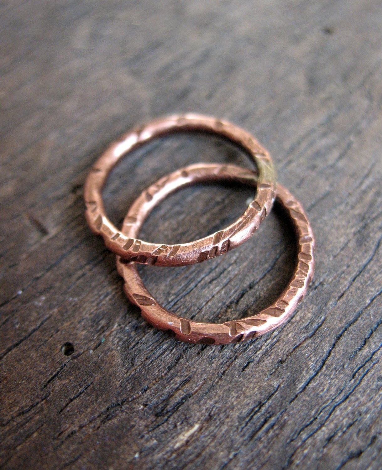 Antiqued Copper Links - 1 pair - 16mm  Hammered Links