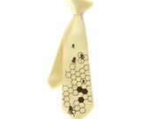 Boys honeybee necktie. "Oh Honey." Toddler or youth (big kids) size beehive clip-on tie. Silkscreen design. - Cyberoptix