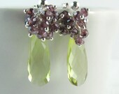 Lemon Quartz Earring with Mystic Rhodolite Garnet and Sterling Silver
