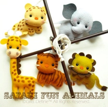 Spin & Musical Baby Mobile with SAFARI Jungle FUN ANIMALS theme (Artist Choice Color) - Crib Mobile for Modern Nursery or Kids Playroom