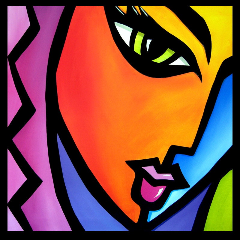 Pretending - Original Large Abstract Contemporary Modern Expressionism POP Art Painting by Fidostudio