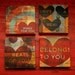 Fathers Day Gift for Husband Heart Art Collage Series Art Blocks - Set of 4 - 4 in x 4 in - Anniversary Gift - Gift for Wife