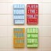 Kids Room Art - Bathroom Decor Set By Order of the Management Word Art Blocks - Set of 4 - 4 in x 7 in Kids Wall Art - Bathroom Wall Art
