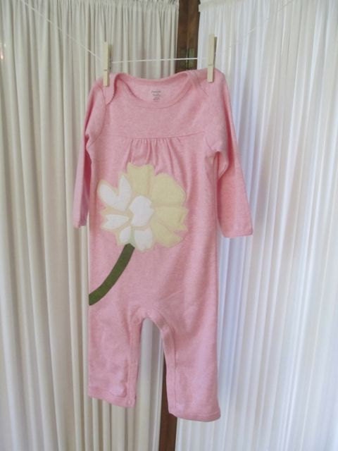White Peony Long Sleeved Baby Girl FULL Bodysuit