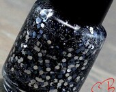 I Need my Space Glitter Nail Polish Lacquer (Holographic, Silver, Gunmetal, black hexes in sheer black jelly) Mini size