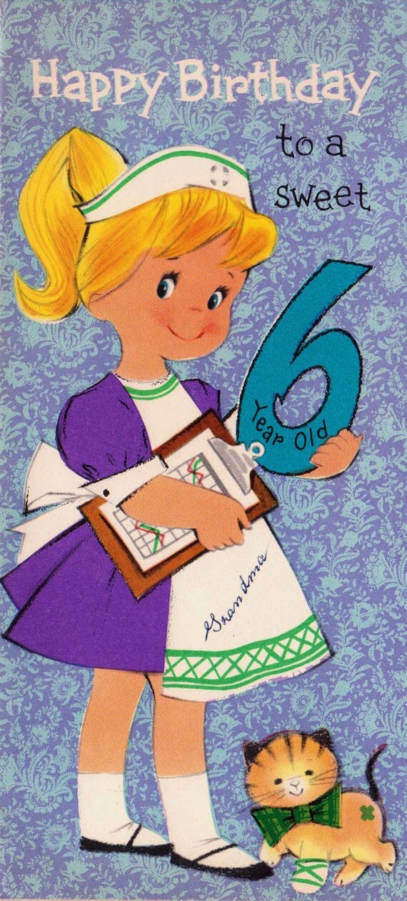 Vintage 1960s Happy Birthday To A Sweet 6 Year by ...