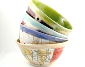 Ceramic Bowl Set of 4 -  MADE TO ORDER artistic sculpted soup bowls salad dishes handmade woodland home decor