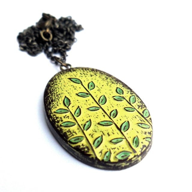 Rustic Yellow and Green Plant Sprouts Necklace - New Growth