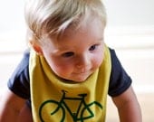 Bicycle Bib- Organic Baby Bib with Green Bike