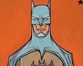Batman The Dark Knight Caped Crusader comic book hero stylized character DC pop culture nostalgia nerd geek full color art print