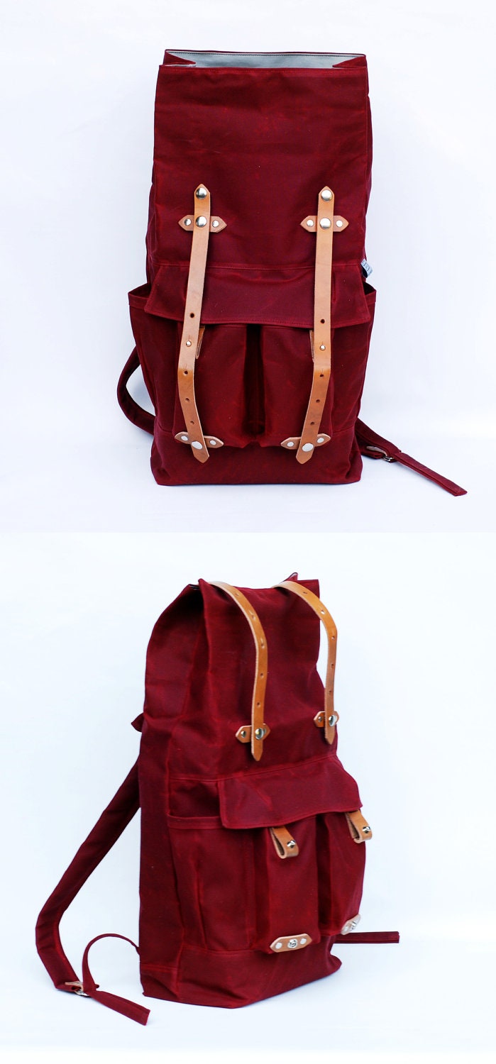 The Camper Satchel in Red Waxed Canvas