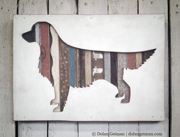 Golden Retriever Pet Dog Potrait, Dog Walk (Mini) Collection, Custom Silhouette Made to Order