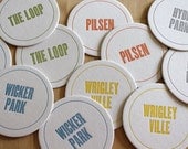 CHICAGO Letterpress Neighborhood Coasters (Pack of 10)