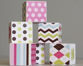 Animal Critter Alphabet Wood Blocks Hannah Personalized Name Set of 6