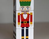 Nutcracker Wood Blocks Set of 3 Large 2 inch blocks Christmas Decor