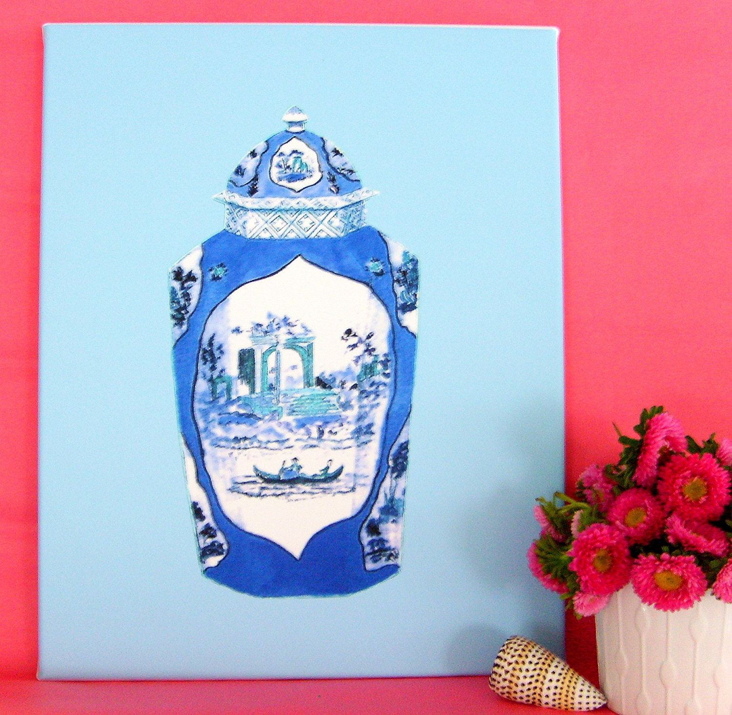 BLUE WORCESTER JAR on stretched canvas 16x20