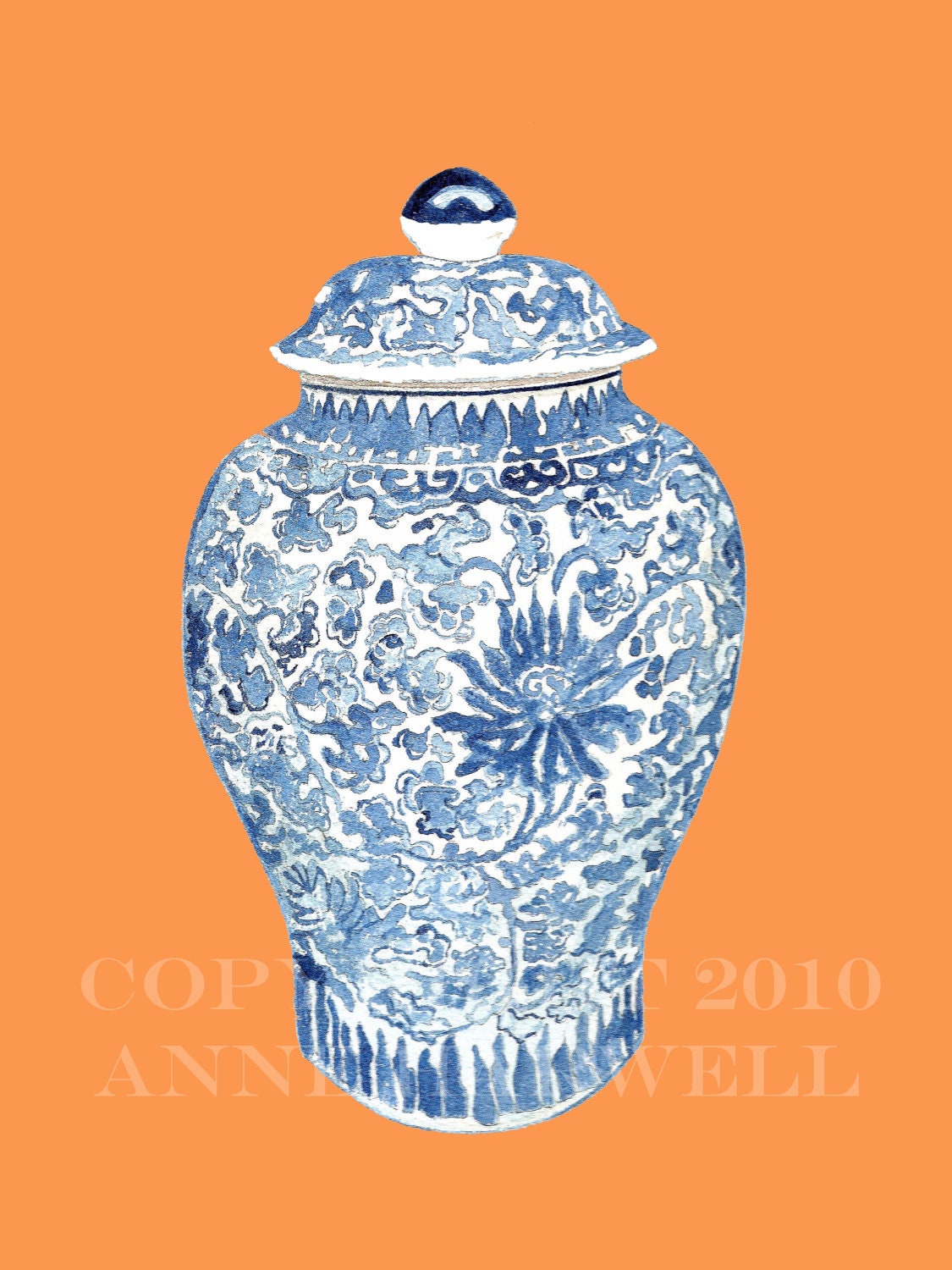 GINGER JAR on TANGERINE print 8x10
