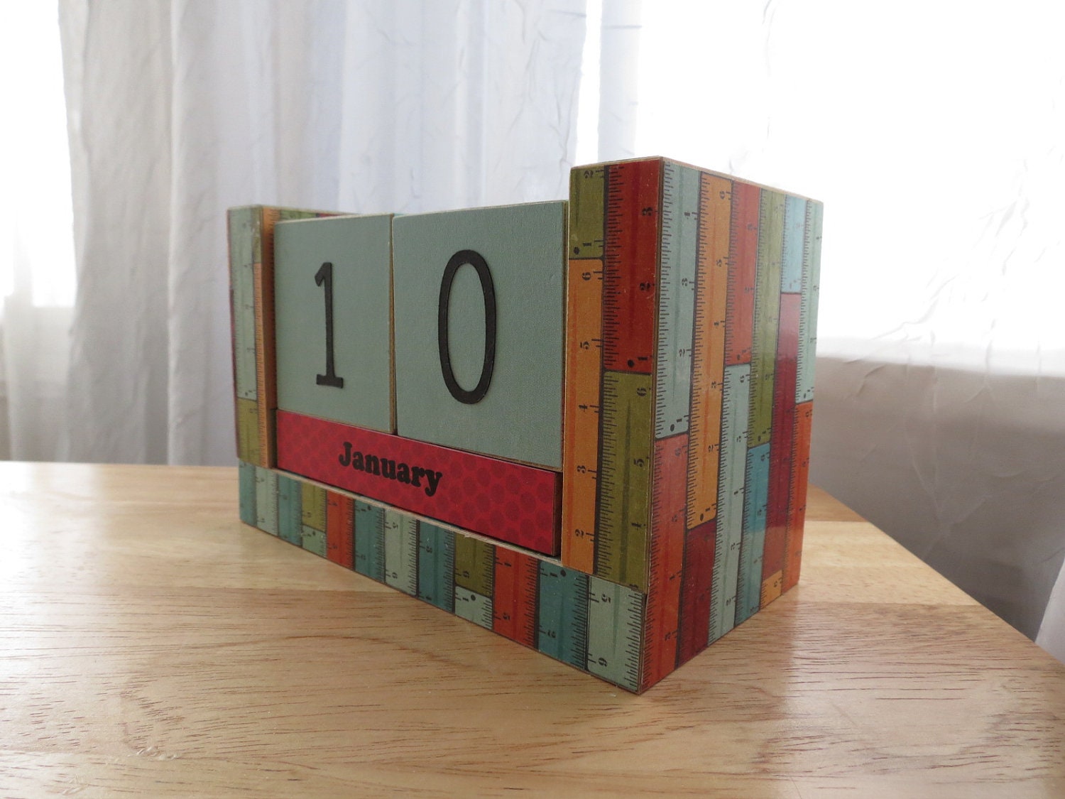 Perpetual Wooden Block Calendar - School Rulers - Great Teacher Gift