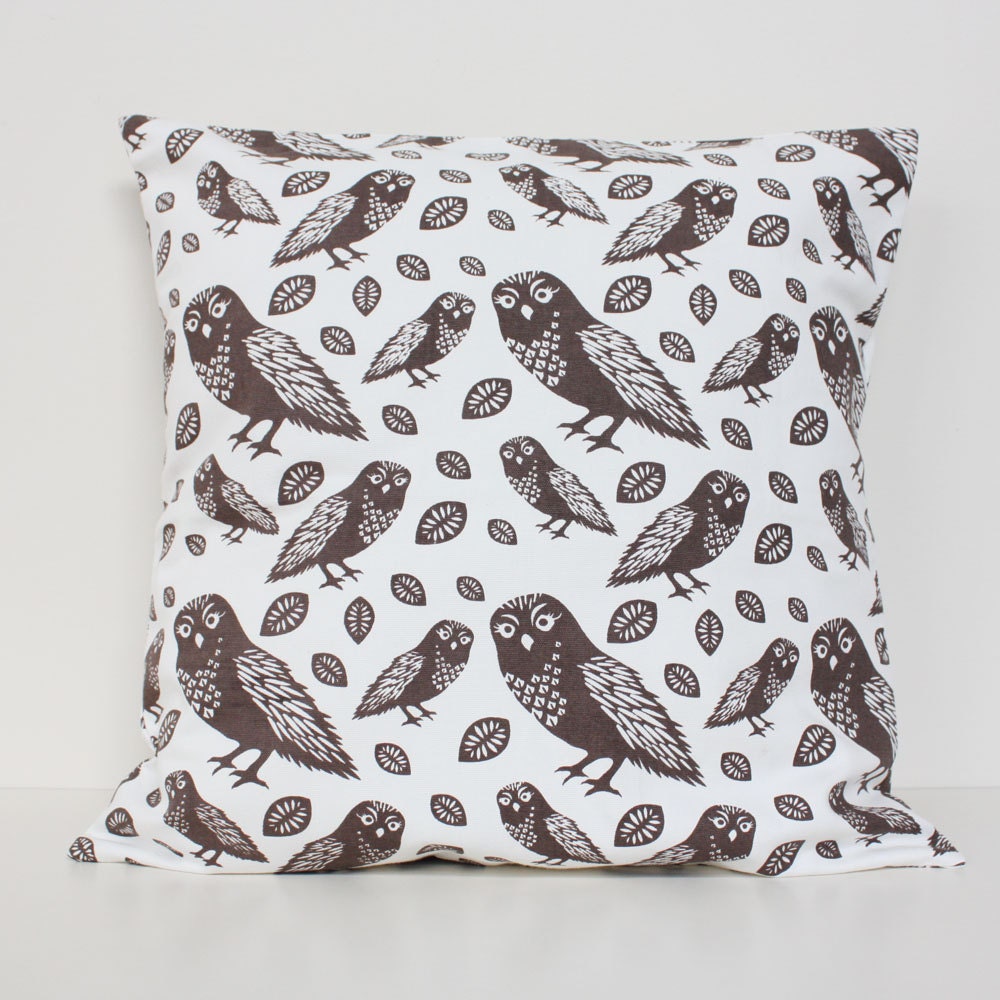 Organic Cotton Cushion Cover - Espresso Owls SALE