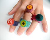 Felted Candy Ring . Orange and Peach