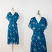 Teal Floral Wrap Vintage Dress