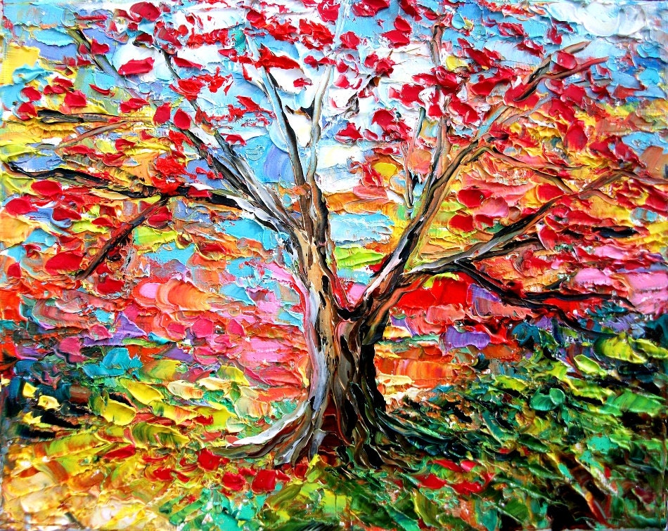 Tree of Life Art abstract landscape painting by Aja
