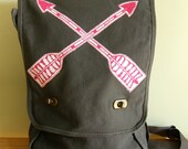 Red Arrows Messenger Bag--Field Bag-- Applique-Screen Printed Cotton Canvas-Khaki Green-black friday- cyber monday