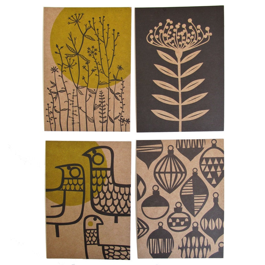 Set of 4 postcards - Undergrowth, Protea, Eep & Baubles