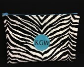 Personalized Gadget Case iPad Case Gift for Bridesmaids Zebra Turquoise Gadget Bag for Bridesmaids